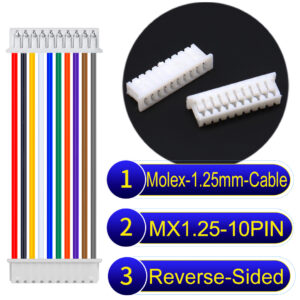 Molex MX1.25mm Picoblade 10-Pin Reverse-Side-Head 28AWG UL1571 Cable