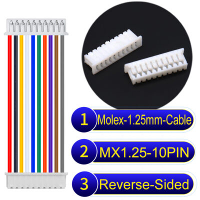 Molex MX1.25mm Picoblade 10-Pin Reverse-Side-Head 28AWG UL1571 Cable