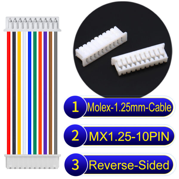 Molex MX1.25mm Picoblade 10-Pin Reverse-Side-Head 28AWG UL1571 Cable