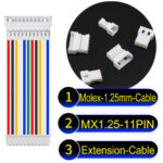 Molex MX1.25mm Picoblade 11-Pin Male Female Extension Cable 28AWG UL1571 Cable