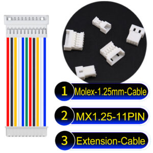 Molex MX1.25mm Picoblade 11-Pin Male Female Extension Cable 28AWG UL1571 Cable