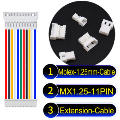 Molex MX1.25mm Picoblade 11-Pin Male Female Extension Cable 28AWG UL1571 Cable