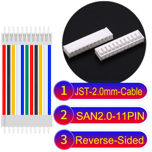 JST 2.0mm SAN2.0 11Pin Reverse-Side-Head Cable