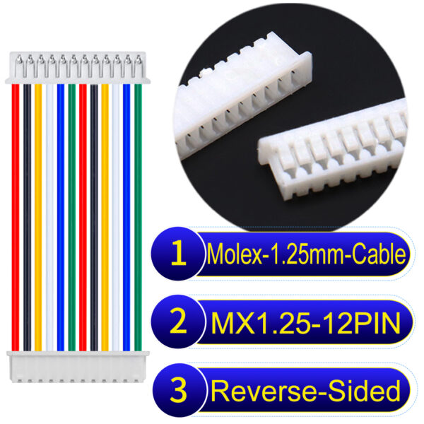 Molex MX1.25mm Picoblade 12-Pin Reverse-Side-Head 28AWG UL1571 Cable