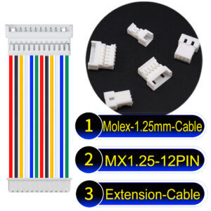Molex MX1.25mm Picoblade 12-Pin Male Female Extension Cable 28AWG UL1571 Cable