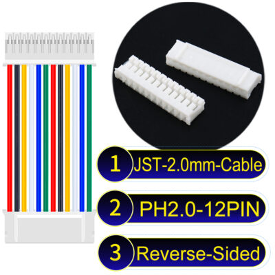 JST 2.0mm PH2.0 12Pin Reverse-Side-Head Cable