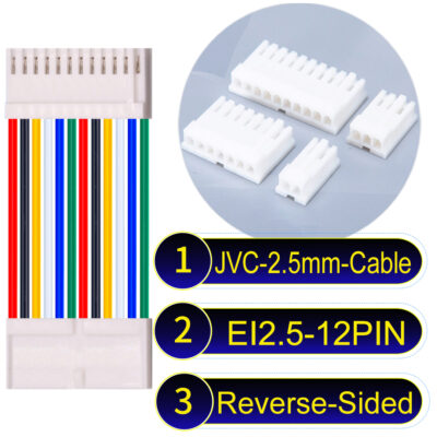 JVC 2.5mm 12-Pin Reverse-Side-Head 22AWG PVC Cable
