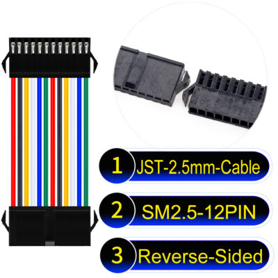 JST 2.5mm SM2.54 12Pin Reverse-Side-Head Cable