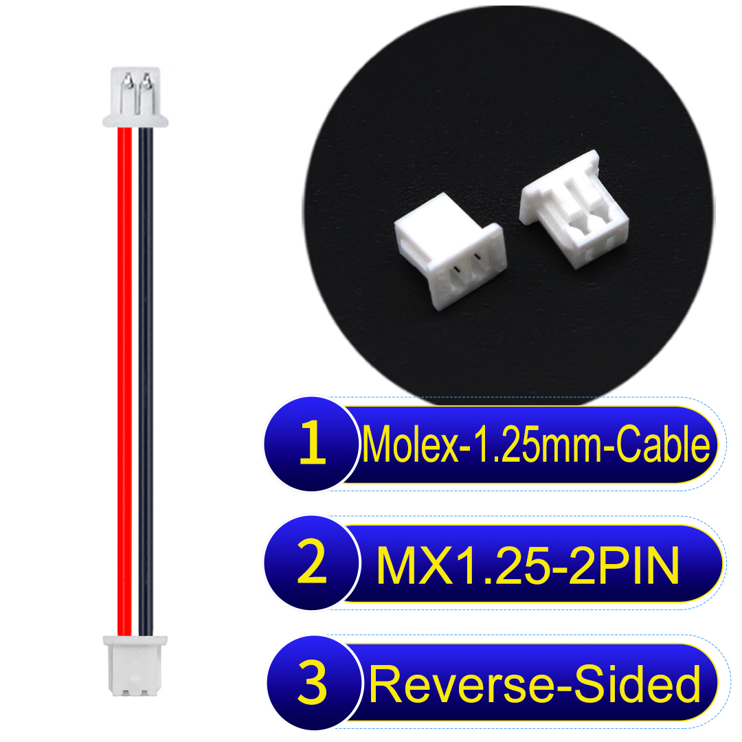 Molex MX1.25mm Picoblade 2-Pin Reverse-Side-Head 28AWG Cable Molex MX1.25mm Picoblade 2-Pin Reverse-Side-Head 28AWG UL1571 Cable
