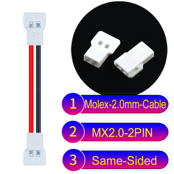 Molex MX2.0mm 2-Pin Male Same-Side-Head Cable