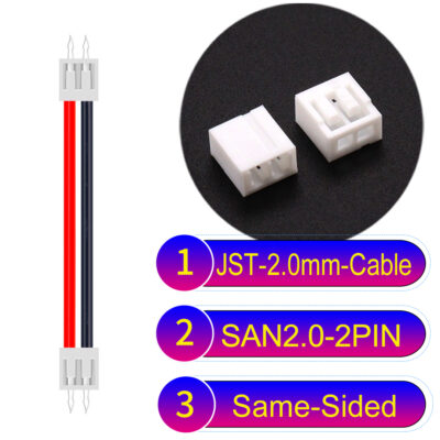 JST 2.0mm SAN2.0 2Pin Same-Side-Head Cable