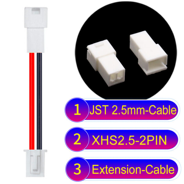 JST XHS2.5 with Belt Lock 2Pin Male Female Extension Cable