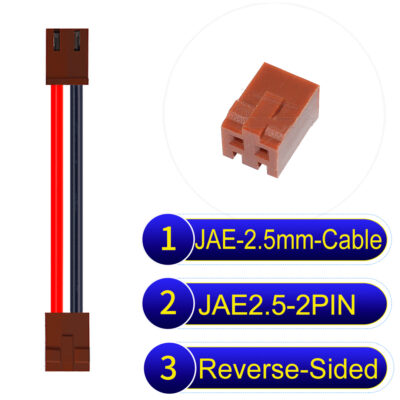 JAE 2.5mm 2-Pin Reverse-Side-Head 22AWG PVC Cable