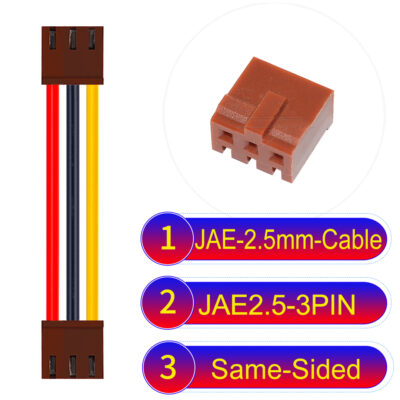 JAE 2.5mm 3-Pin Same-Side-Head 22AWG PVC Cable