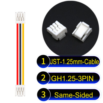 JST GH1.25mm 3-Pin Same-Side-Head 28AWG PVC Cable