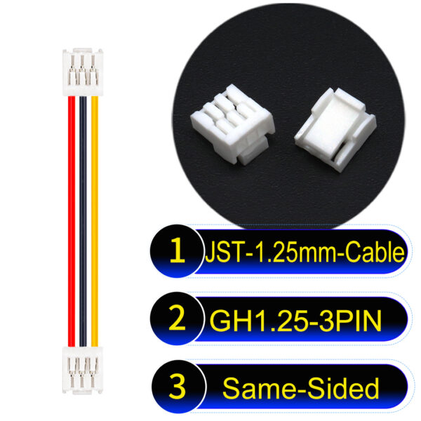 JST GH1.25mm 3-Pin Same-Side-Head 28AWG PVC Cable