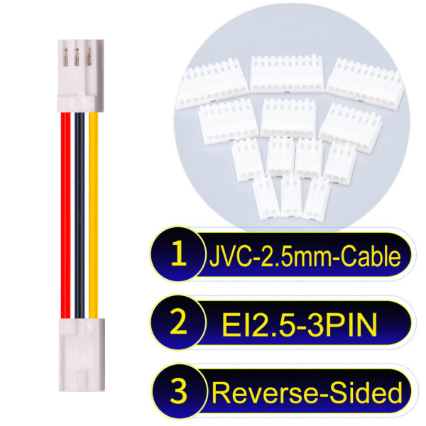 JVC 2.5mm 3-Pin Reverse-Side-Head 22AWG PVC Cable