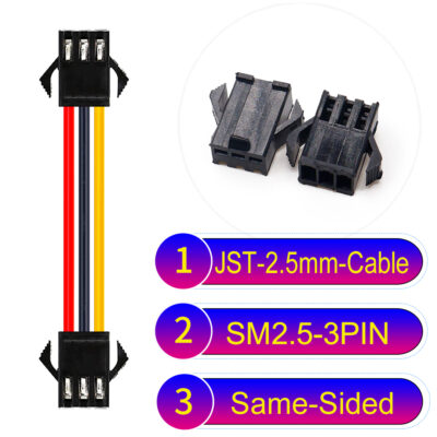 JST 2.5mm SM2.54 3Pin Male Same-Side-Head Cable