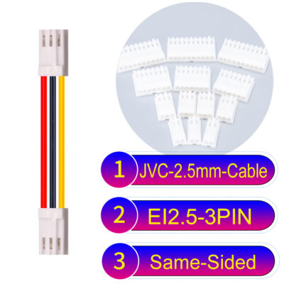 JVC 2.5mm 3-Pin Same-Side-Head 22AWG PVC Cable