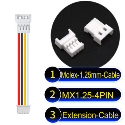 Molex MX1.25mm Picoblade 4-Pin Male Female Extension Cable 28AWG UL1571 Cable