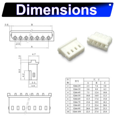 Molex MX5264 kk2.54mm housing 2P 3P 4P 5P 6P 7P 8P 9P 10P 12P