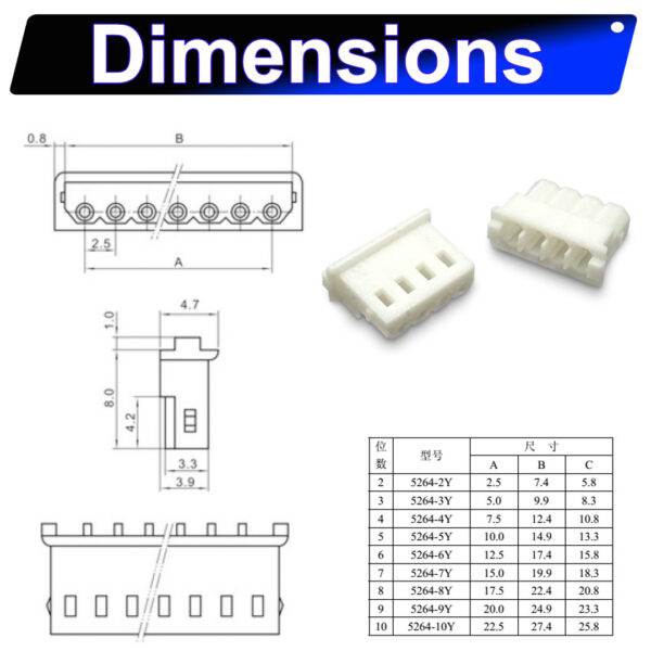 Molex MX5264 kk2.54mm housing 2P 3P 4P 5P 6P 7P 8P 9P 10P 12P