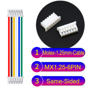 Molex MX1.25mm Picoblade 6-Pin Same-Side-Head 28AWG UL1571 Cable