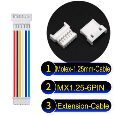 Molex MX1.25mm Picoblade 6-Pin Male Female Extension Cable 28AWG UL1571 Cable