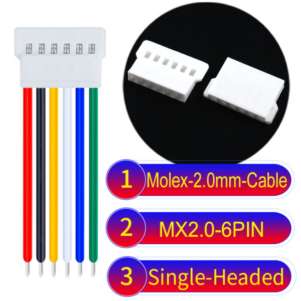Molex MX2.0mm 6-Pin Male Single-Headed Cable