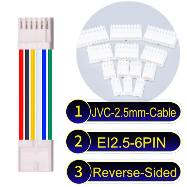 JVC 2.5mm 6-Pin Reverse-Side-Head 22AWG PVC Cable