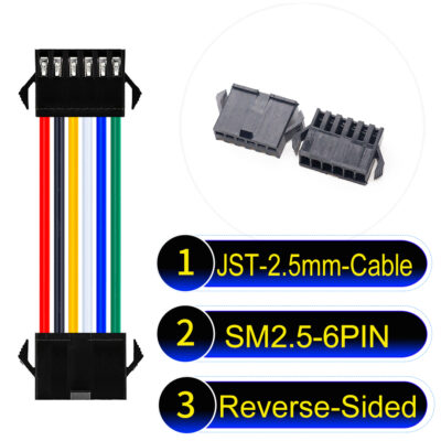 JST 2.5mm SM2.54 6Pin Reverse-Side-Head Cable