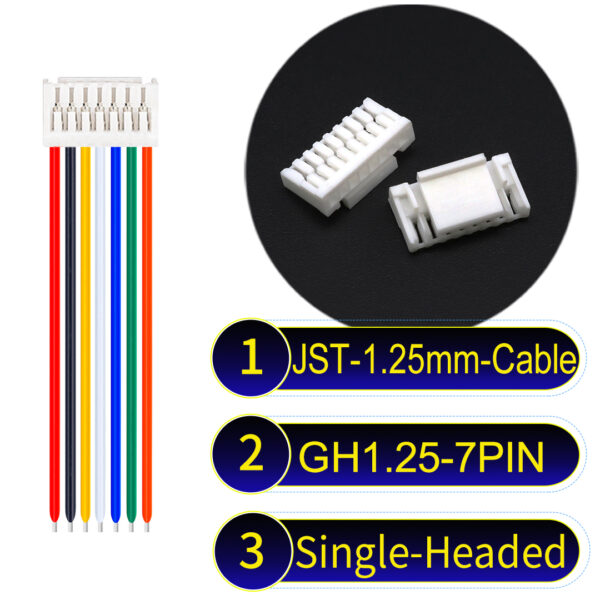 JST GH1.25mm 7-Pin Single-Headed 28AWG PVC Cable