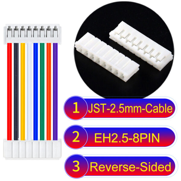 JST EH2.5 8-Pin Reverse-Side-Head 2.5mm PVC Cable
