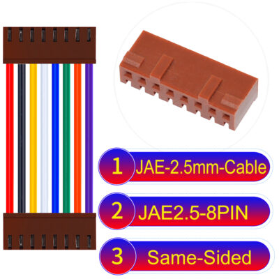 JAE 2.5mm 8-Pin Same-Side-Head 22AWG PVC Cable