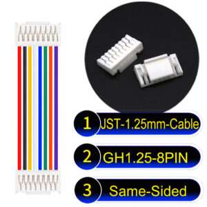 JST GH1.25mm 8-Pin Same-Side-Head 28AWG PVC Cable