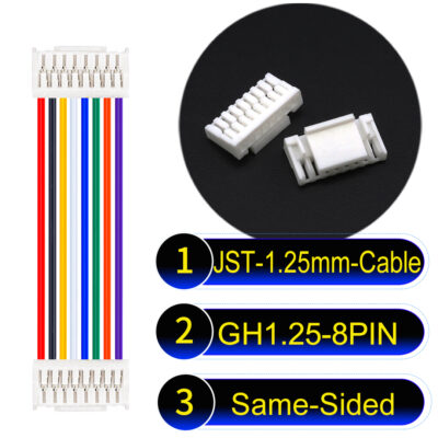 JST GH1.25mm 8-Pin Same-Side-Head 28AWG PVC Cable