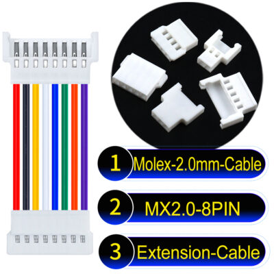 Molex MX2.0mm 8-Pin Male Female Extension Cable