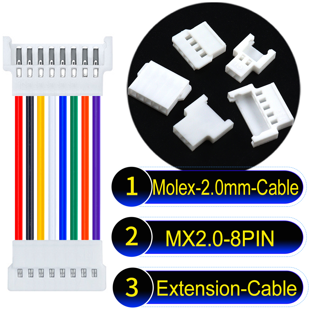 Molex MX2.0mm 8-Pin Male Female Extension Cable Molex MX2.0mm 8-Pin Male Female Extension Cable