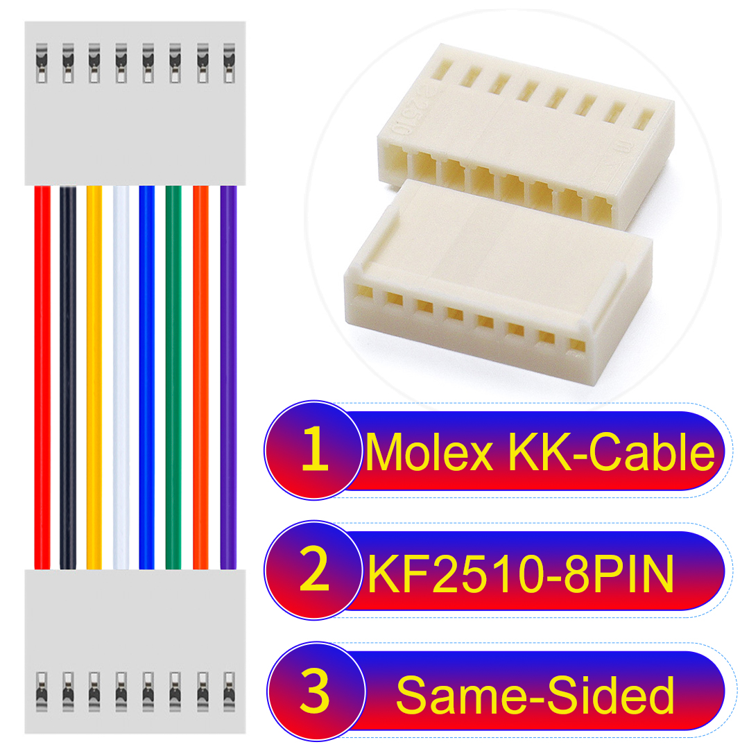 Molex KF2510 8-Pin 2.5mm PVC Cable Same-Side-Head Molex KK-Cable KF2510 8-Pin Same-Side-Head PVC Cable