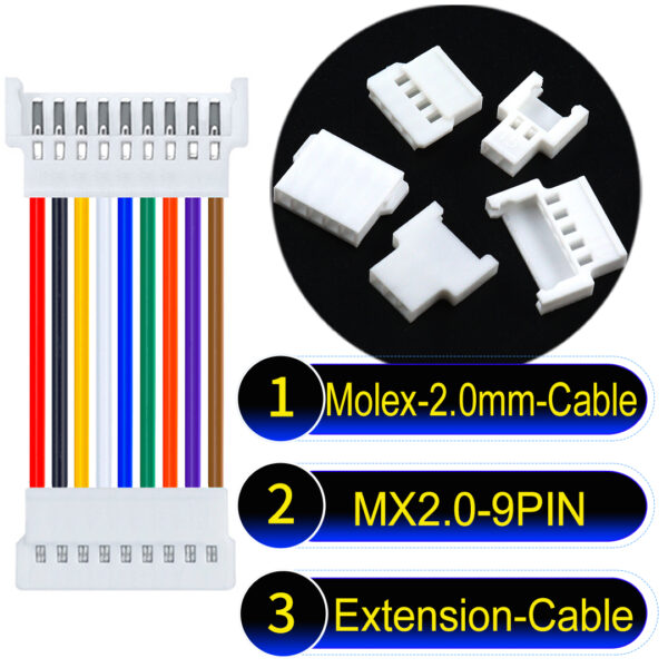 Molex MX2.0mm 9-Pin Male Female Extension Cable