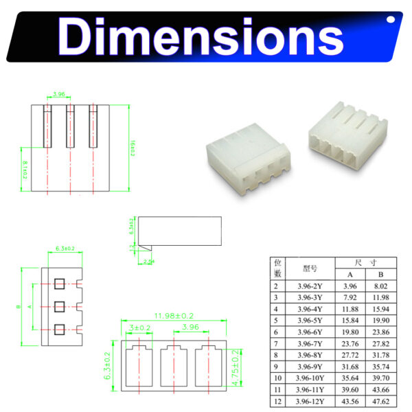 Molex KK3.96 3.96mm housing 2P 3P 4P 5P 6P 7P 8P 9P 10P 12P
