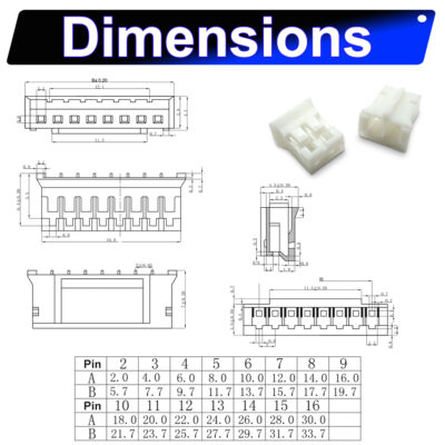 JST PHR2.0 2.0mm housing 2P 3P 4P 5P 6P 7P 8P 9P 10P 12P