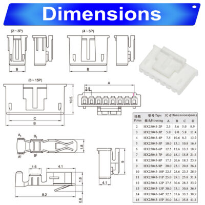 yeonho SMH250 2.54mm Male housing 2P 3P 4P 5P 6P 7P 8P 9P 10P 12P