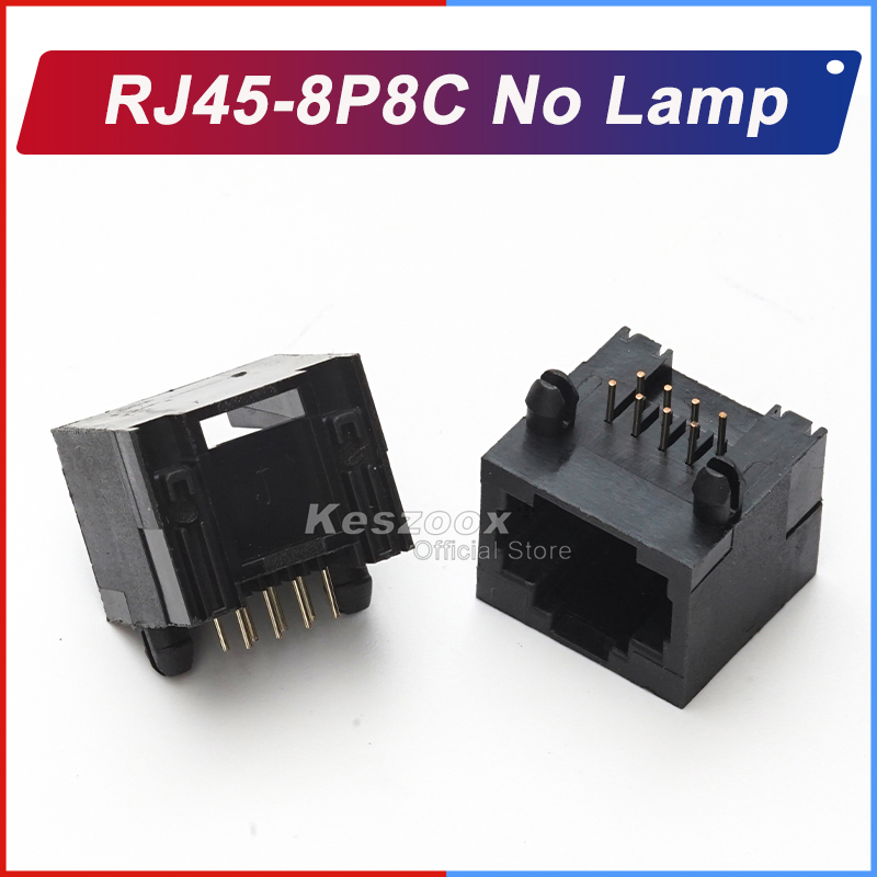 RJ45-8P8C No Lamp Black Material Ethernet Connector for stable networks RJ45-8P8C No Lamp Black Material Ethernet Network Connector