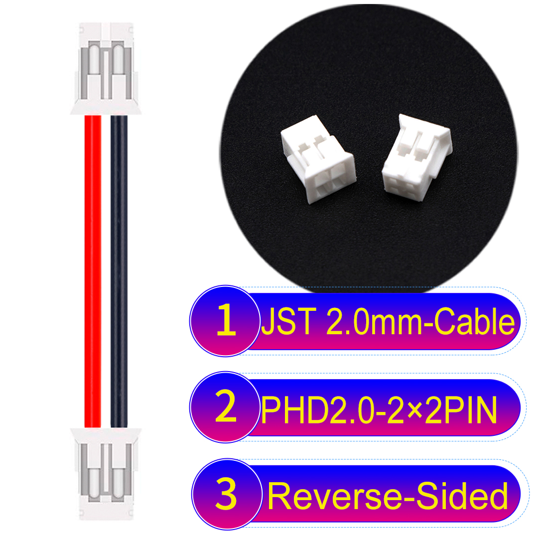 PHD2.0 2×2Pin Reverse-Side-Head Dual Row Cable JST PHD2.0 2×2Pin Dual Row Reverse-Side-Head Cable
