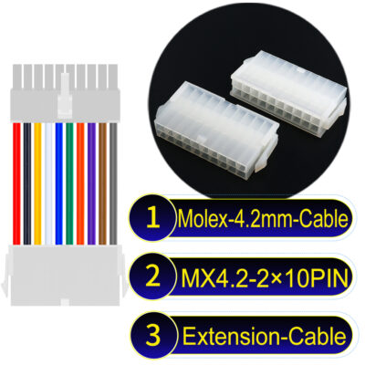 Molex MX4.2mm Dual Row 2×10Pin Mini-Fit Jr Male Female Extension Cable
