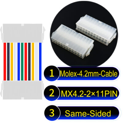 Molex MX4.2mm Dual Row 2×11Pin Mini-Fit Jr Female Same-Side-Head Cable