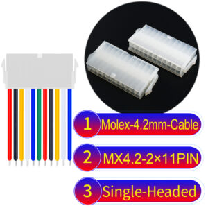 Molex MX4.2mm Dual Row 2×11Pin Mini-Fit Jr Female Single-Headed Cable