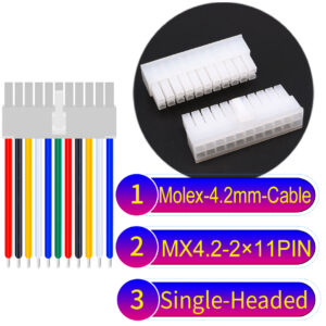 Molex MX4.2mm Dual Row 2×11Pin Mini-Fit Jr Male Single-Headed Cable