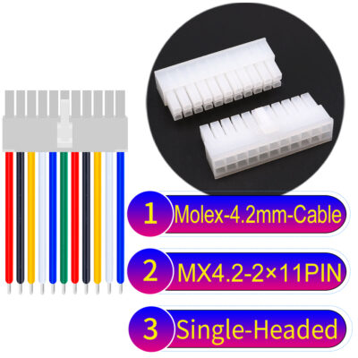 Molex MX4.2mm Dual Row 2×11Pin Mini-Fit Jr Male Single-Headed Cable